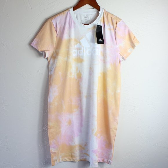 Adidas Tie Dye T Shirt Dress Orange Purple Large NWT - Picture 4 of 5